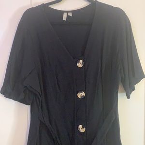 Black tie waist dress